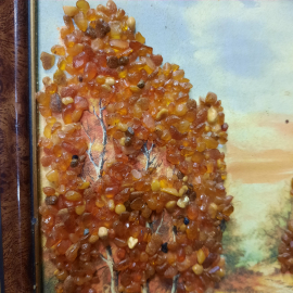 Картина с янтарём "Осенний лес", размер полотна 14.5х20.5 см. . Картинка 5